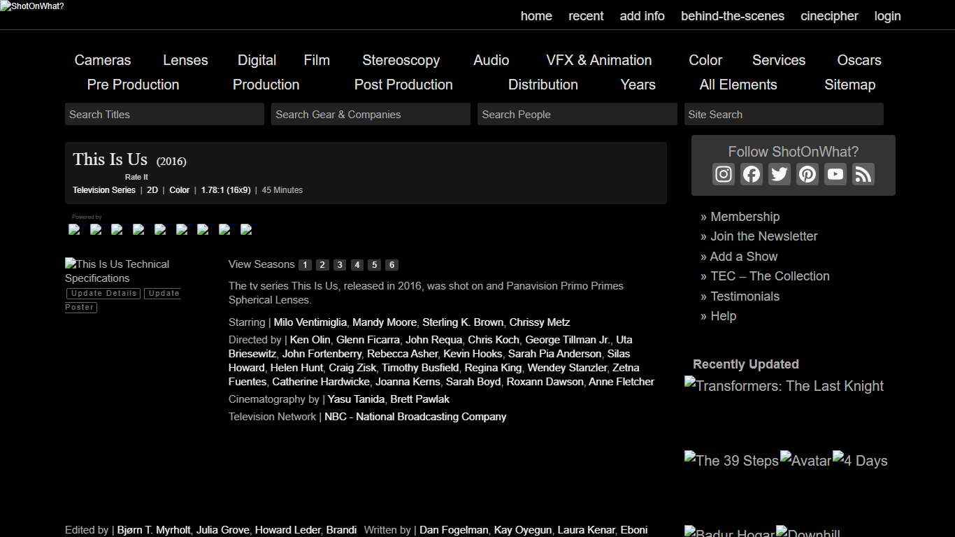 This Is Us (2016) Technical Specifications » ShotOnWhat?